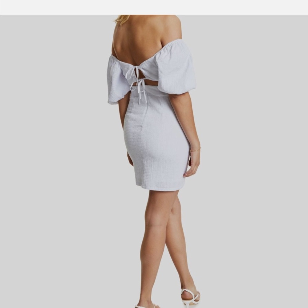Guess Off-Shoulder White Mini Dress - Picture 2 of 7